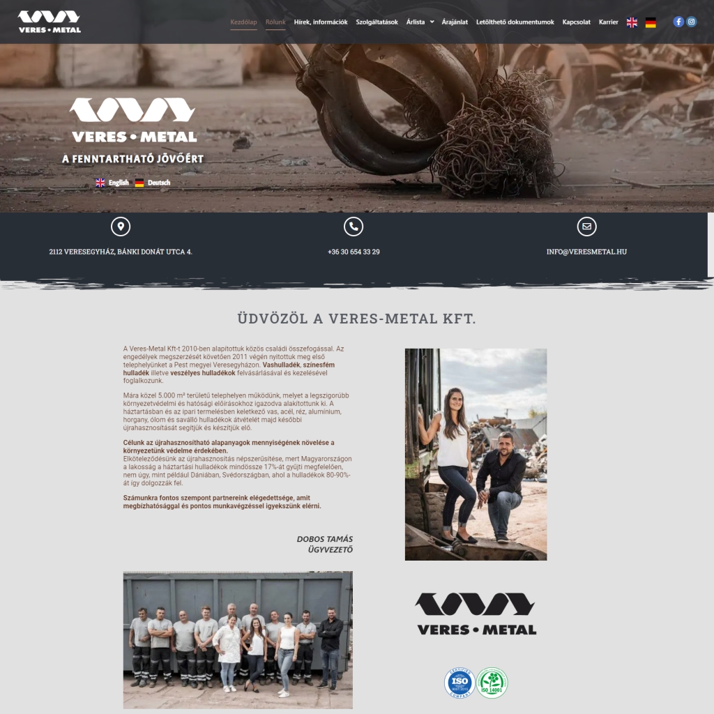 Weboldal készítés 9 veresmetal mockup